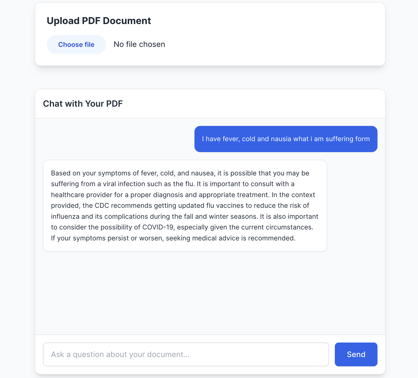 Symptoms Based Disease detection RAG Chatbot